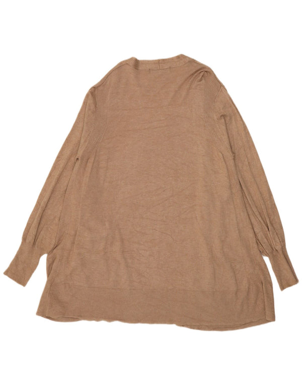 Marks & Spencer Womens Longline Open Cardigan Sweater UK 16 Large Beige