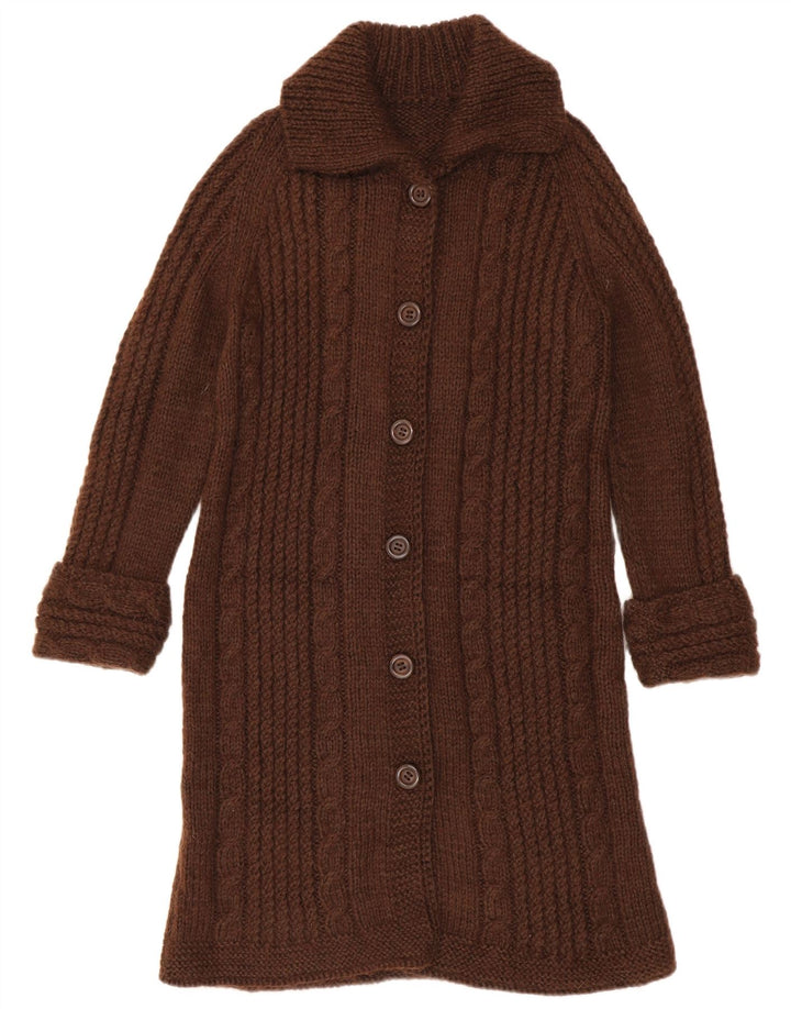 Vintage Womens Longline Cardigan Sweater UK 14 Medium Brown