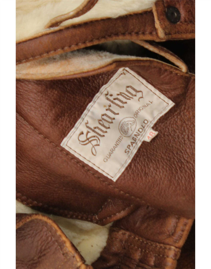 Vintage Mens Shearling Jacket IT 48 Medium Brown