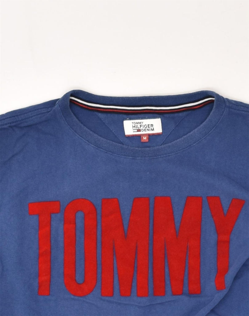 TOMMY HILFIGER Mens Graphic T-Shirt Top Medium Blue Cotton | Vintage Tommy Hilfiger | Thrift | Second-Hand Tommy Hilfiger | Used Clothing | Messina Hembry 