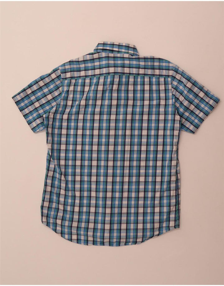 Carrera Mens Short Sleeve Regular Fit Shirt Medium Blue Check Cotton
