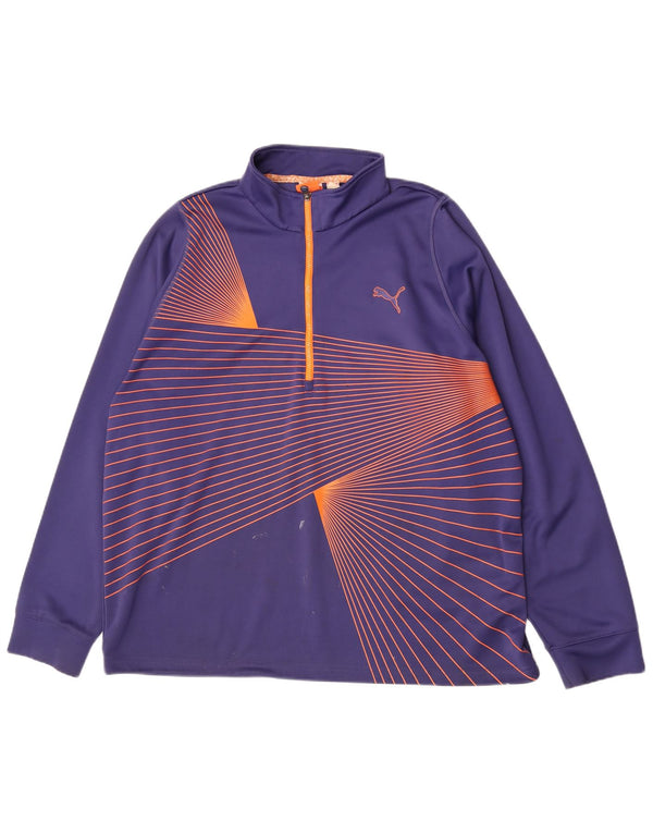 Puma Mens Zip Neck Tracksuit Top 2XL Purple Striped Polyester Sports