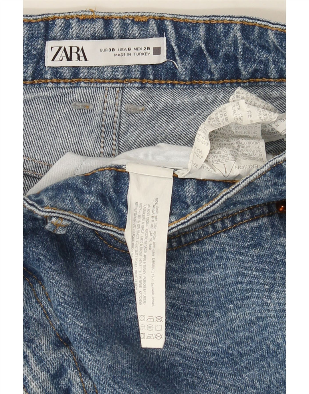 ZARA Womens Straight Jeans EU 38 Small W28 L31 Blue Cotton Vintage Zara and Second-Hand Zara from Messina Hembry 