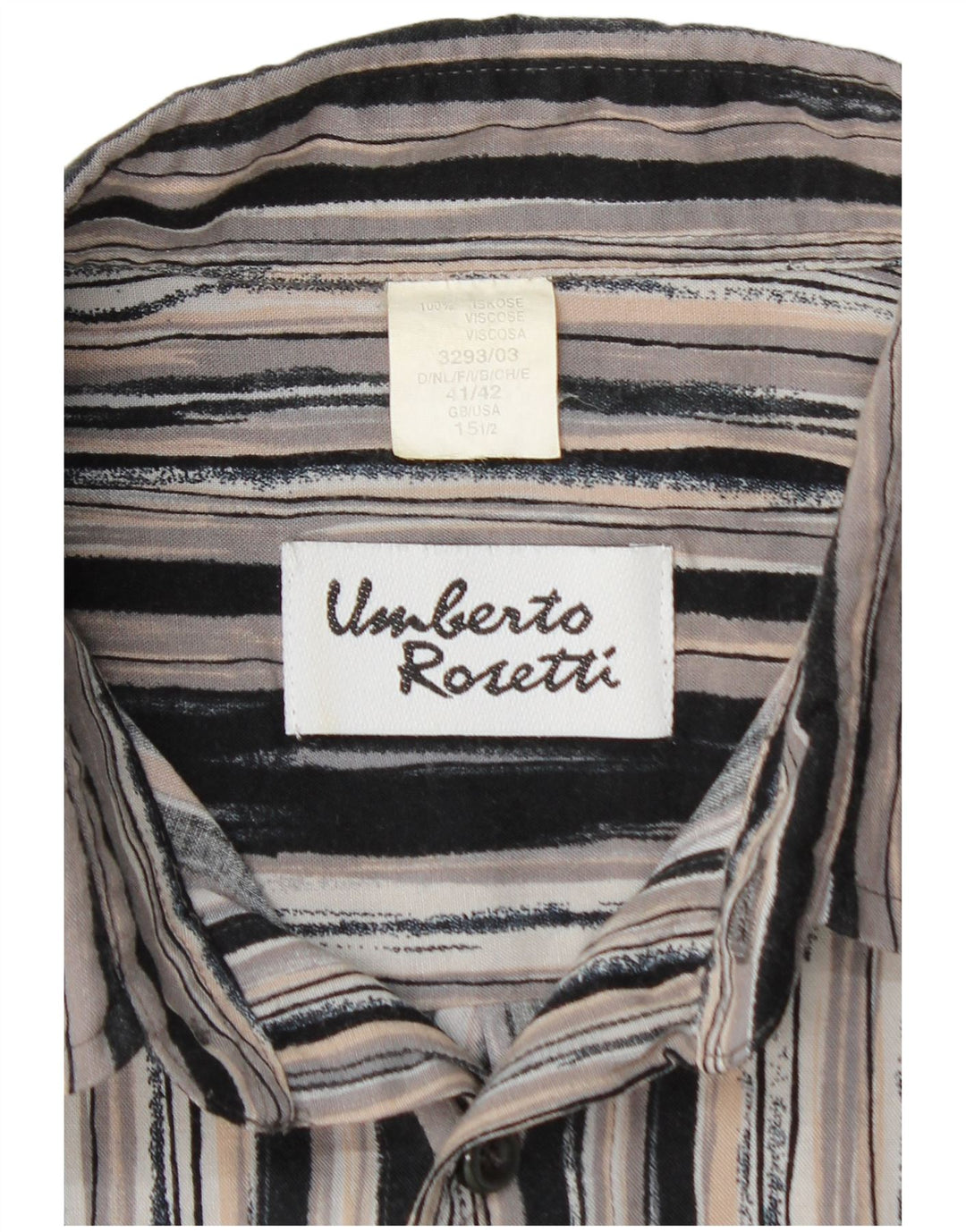 UMBERTO ROSETTI Mens Overshirt Shirt Size 15 1/2 Medium Grey Striped