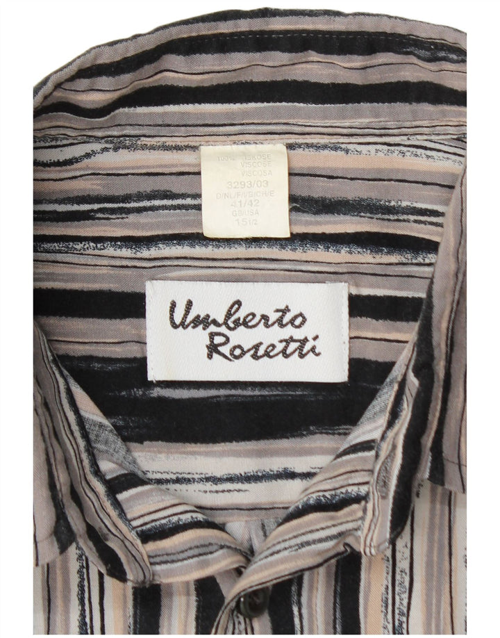 UMBERTO ROSETTI Mens Overshirt Shirt Size 15 1/2 Medium Grey Striped