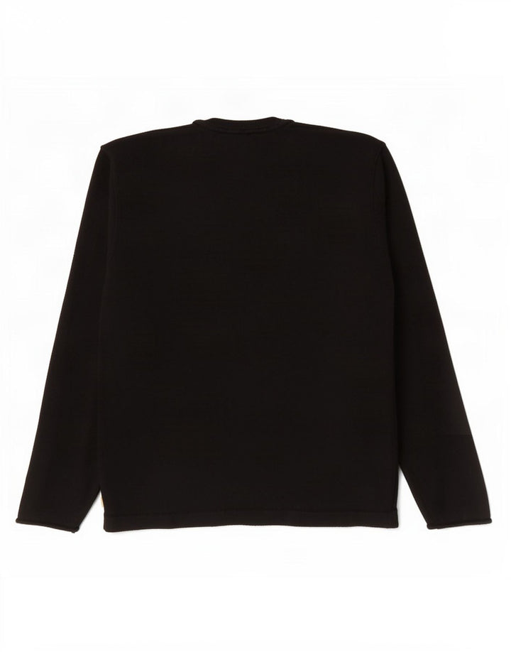 Armani Jeans Mens V-Neck Jumper Sweater Medium Black Virgin Wool