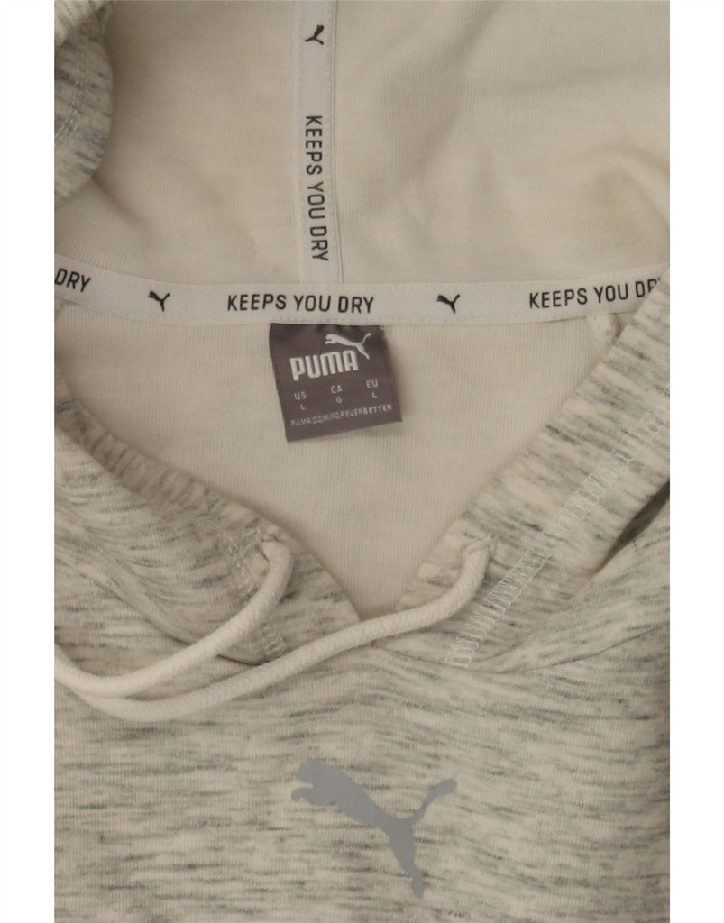 PUMA Womens Hoodie Jumper UK 16 Large Grey Flecked Cotton Vintage Puma and Second-Hand Puma from Messina Hembry 