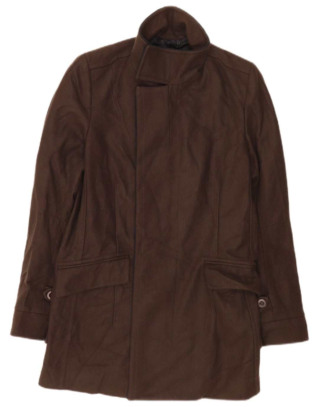 Reiss Mens Overcoat UK 38 Medium Brown Wool