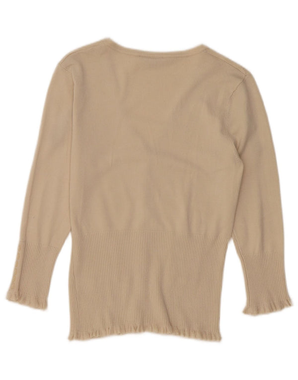 John Lewis Womens Cardigan Sweater UK 10 Small Beige Viscose