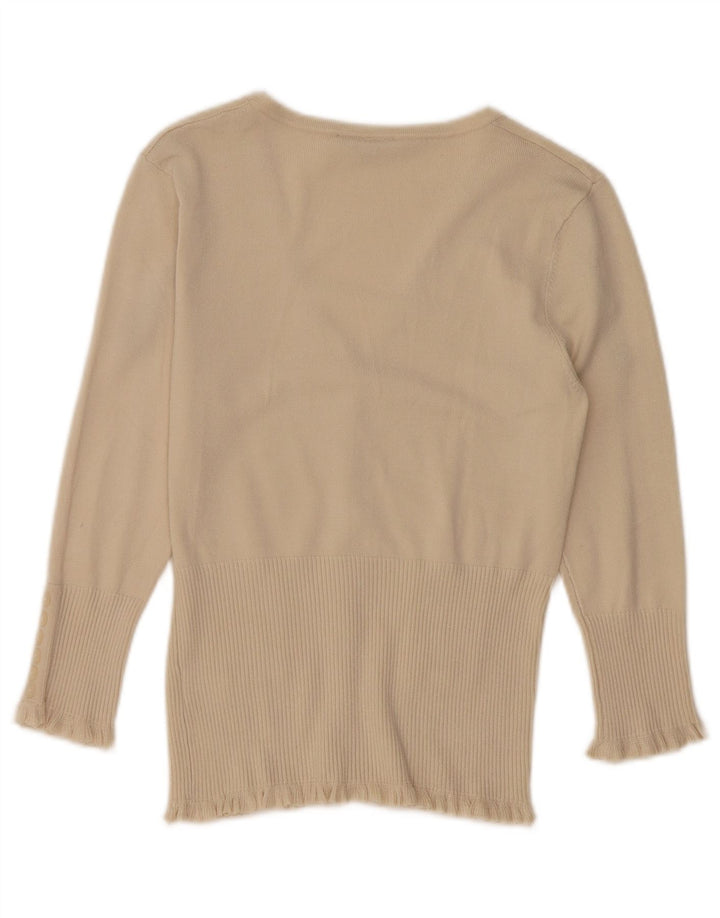 John Lewis Womens Cardigan Sweater UK 10 Small Beige Viscose