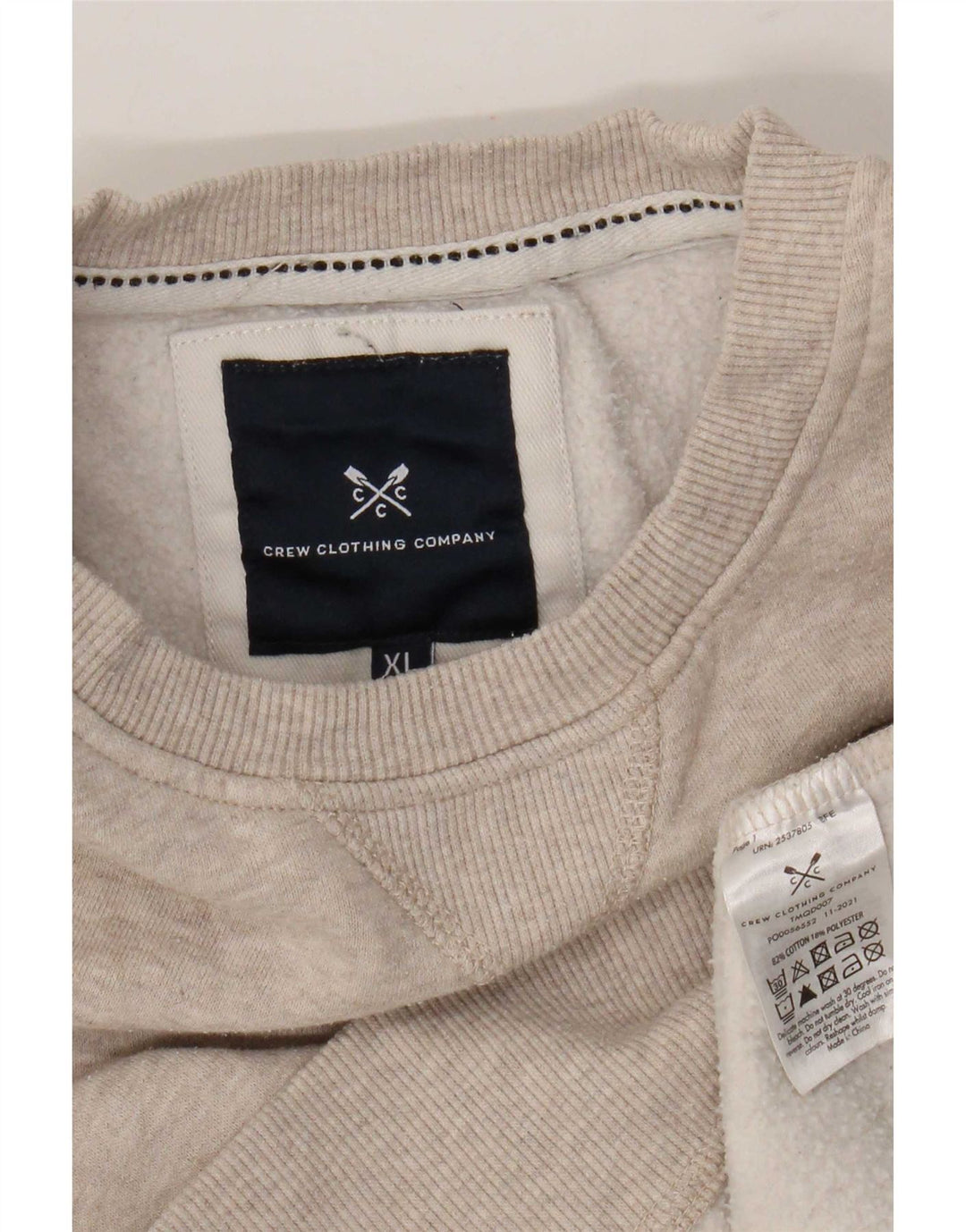 Crew Clothing Mens Sweatshirt Jumper XL Beige Cotton