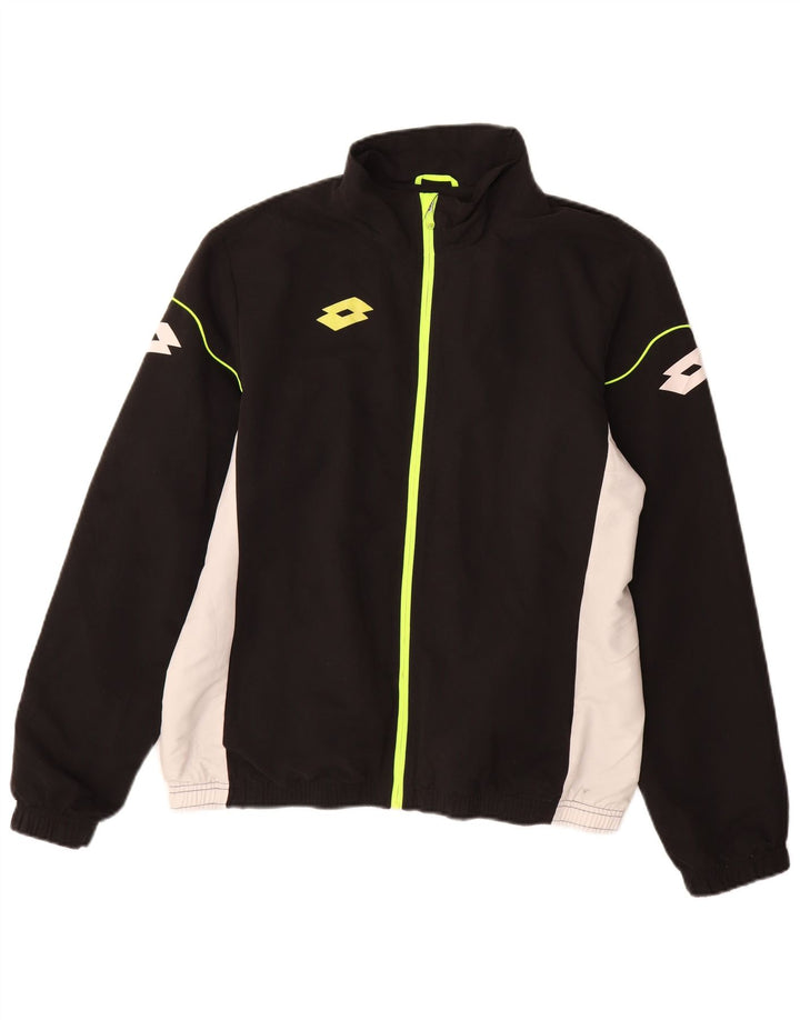 Lotto Mens Graphic Tracksuit Top Jacket Medium Black Colourblock Polyester