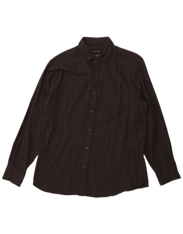 Massimo Dutti Mens Shirt Large Black Cotton