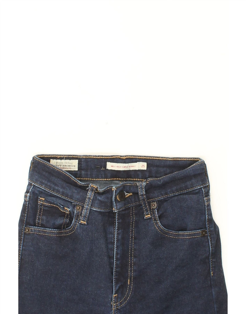 LEVI'S Womens Mile High Super Skinny Jeans W25 L27 Navy Blue Cotton Vintage Levi's and Second-Hand Levi's from Messina Hembry 