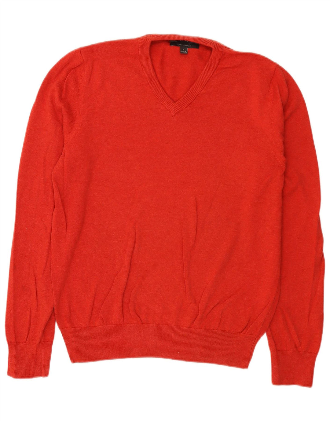 Marks & Spencer Mens V-Neck Jumper Sweater Medium Red Cotton