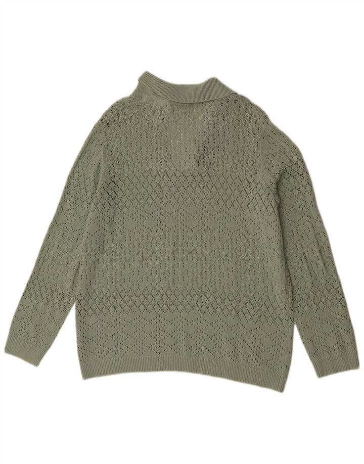 Fat Face Womens Oversized Polo Neck Jumper Sweater UK 16 Large Green