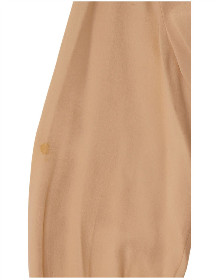 VINTAGE Womens Long Sleeve Shirt Blouse EU 36 Small Beige Floral Silk