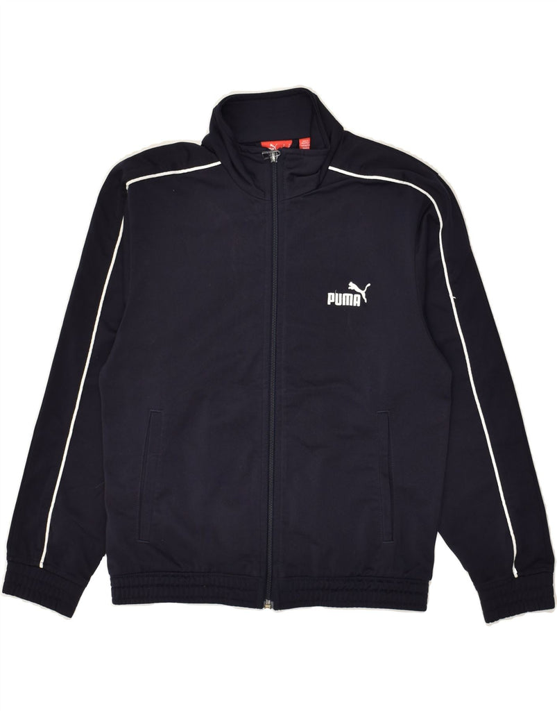 PUMA Boys Tracksuit Top Jacket 9-10 Years Navy Blue Polyester | Vintage Puma | Thrift | Second-Hand Puma | Used Clothing | Messina Hembry 