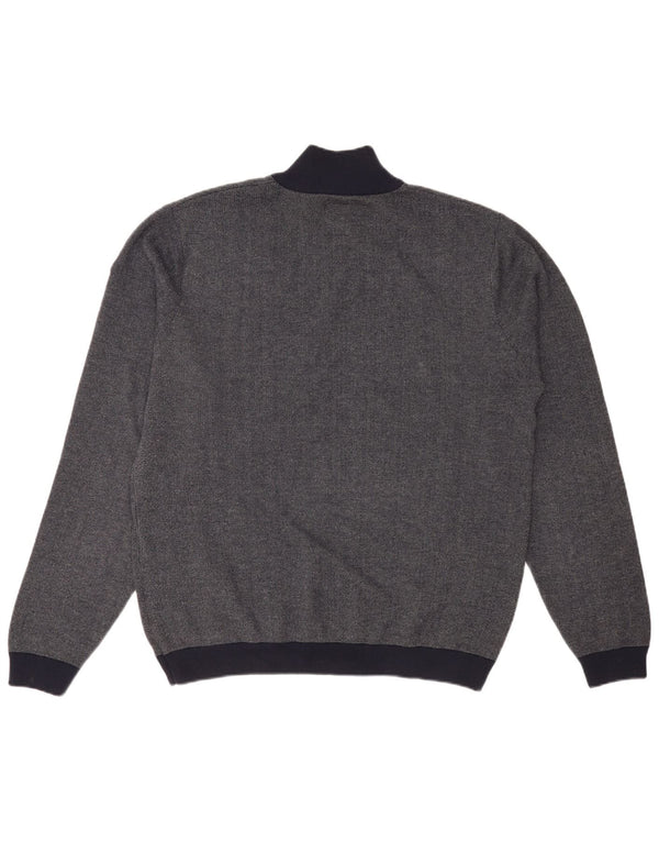 North Sails Mens Graphic Zip Neck Jumper Sweater XL Navy Blue Cotton
