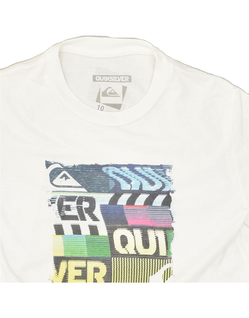 QUIKSILVER Boys Graphic T-Shirt Top 9-10 Years White Cotton | Vintage Quiksilver | Thrift | Second-Hand Quiksilver | Used Clothing | Messina Hembry 