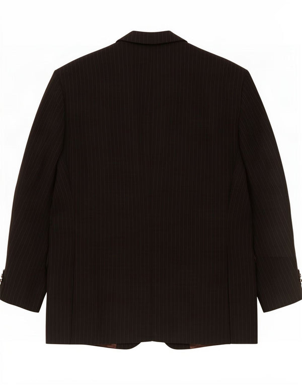 Marks & Spencer Mens 2 Button Blazer Jacket UK 42 Large Black Pinstripe