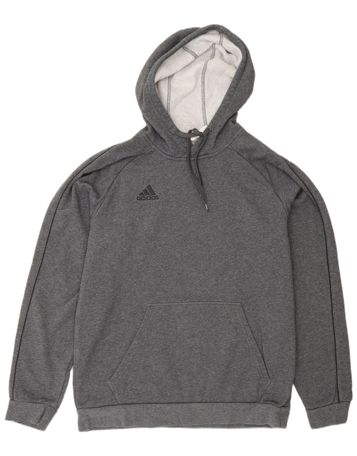 ADIDAS Mens Hoodie Jumper Large Grey Cotton
