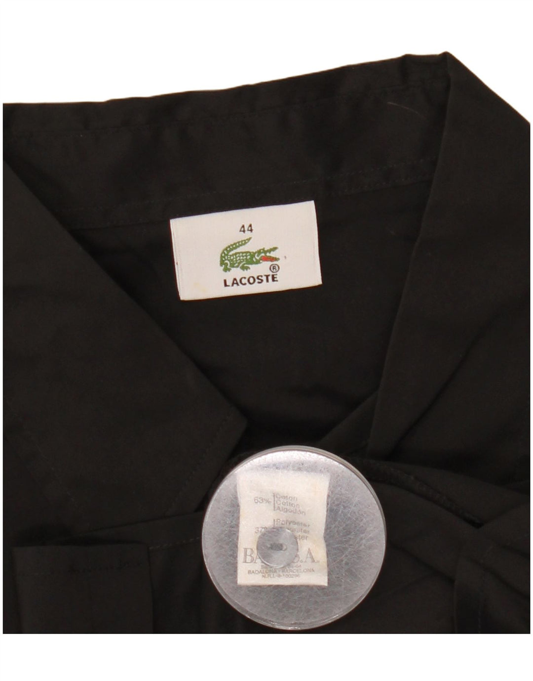 Lacoste Womens Shirt Size 44 Large Black Cotton