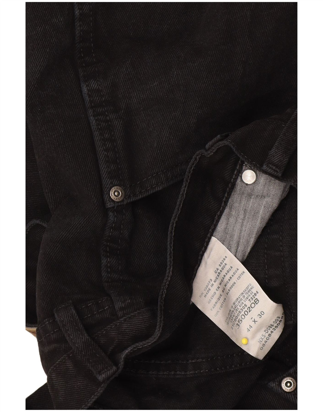 Wrangler Mens Straight Jeans W44 L30 Black Cotton