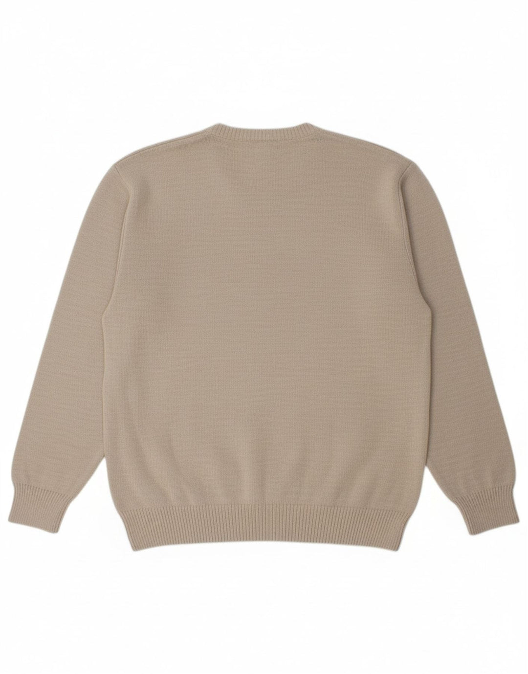 A.W.DUNMORE Mens V-Neck Jumper Sweater Large Beige Geometric Wool