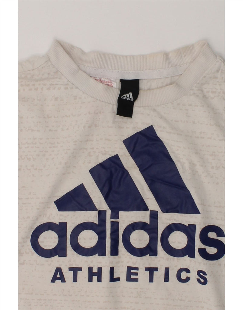 ADIDAS Boys Graphic T-Shirt Top 7-8 Years White Geometric | Vintage Adidas | Thrift | Second-Hand Adidas | Used Clothing | Messina Hembry 