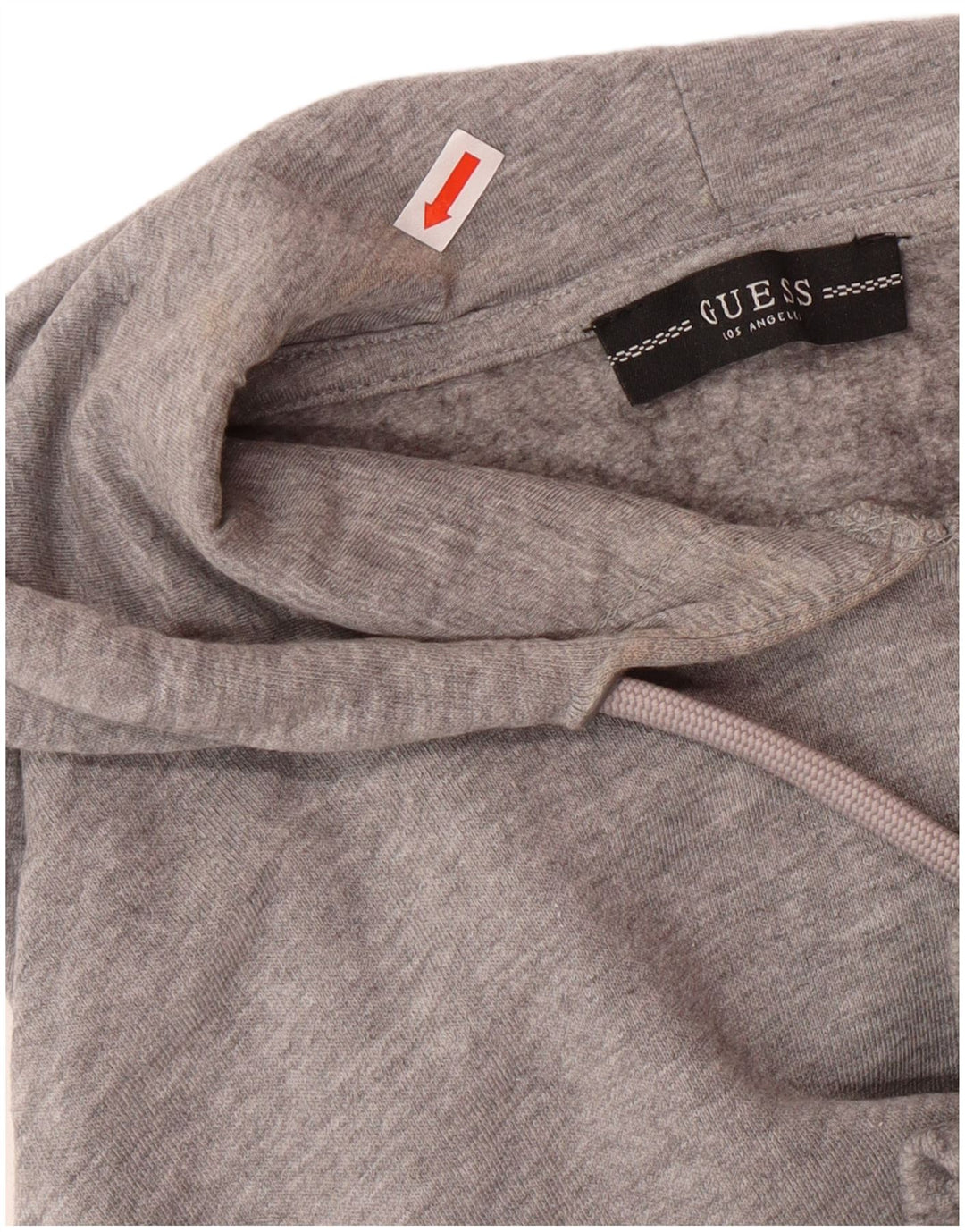 GUESS Womens Oversized Crop Hoodie Jumper UK 6 XS Grey Cotton