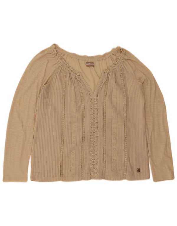 Napapijri Womens Long Sleeve Blouse Top UK 18 XL Beige Striped