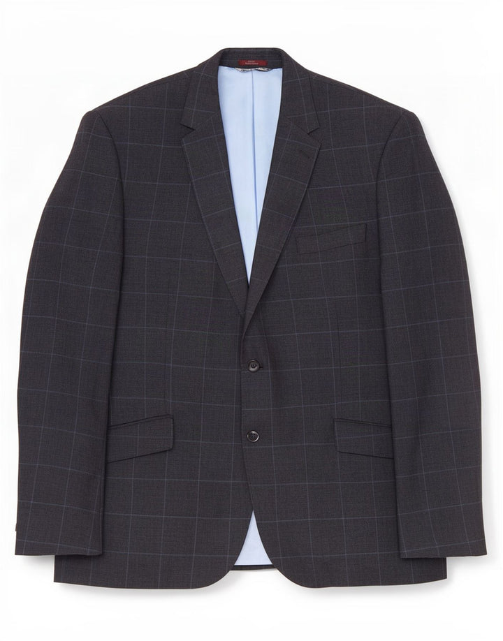 Marks & Spencer Mens 2 Button Blazer Jacket UK 44 XL Navy Blue Check Linen