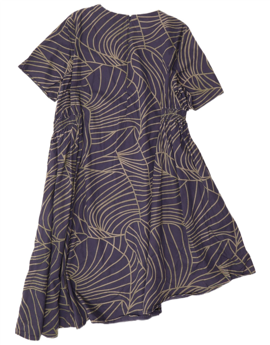 COS Womens Asymmetrical Dress EU 42 Large Navy Blue Geometric Cotton