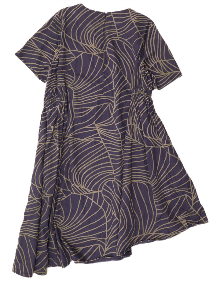 COS Womens Asymmetrical Dress EU 42 Large Navy Blue Geometric Cotton