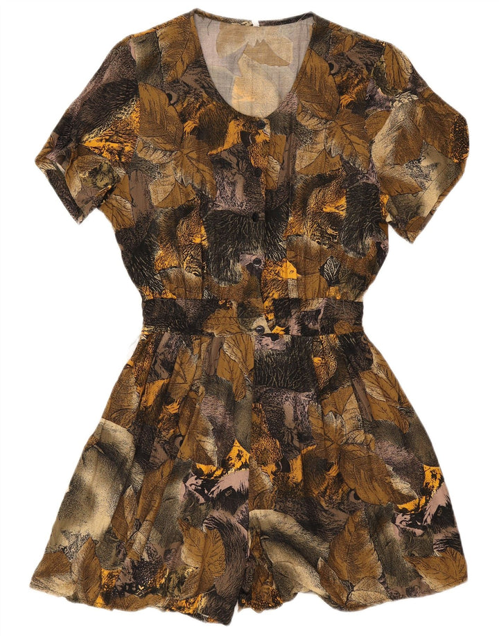 Vintage Womens Abstract Pattern Playsuit UK 14 Large Green
