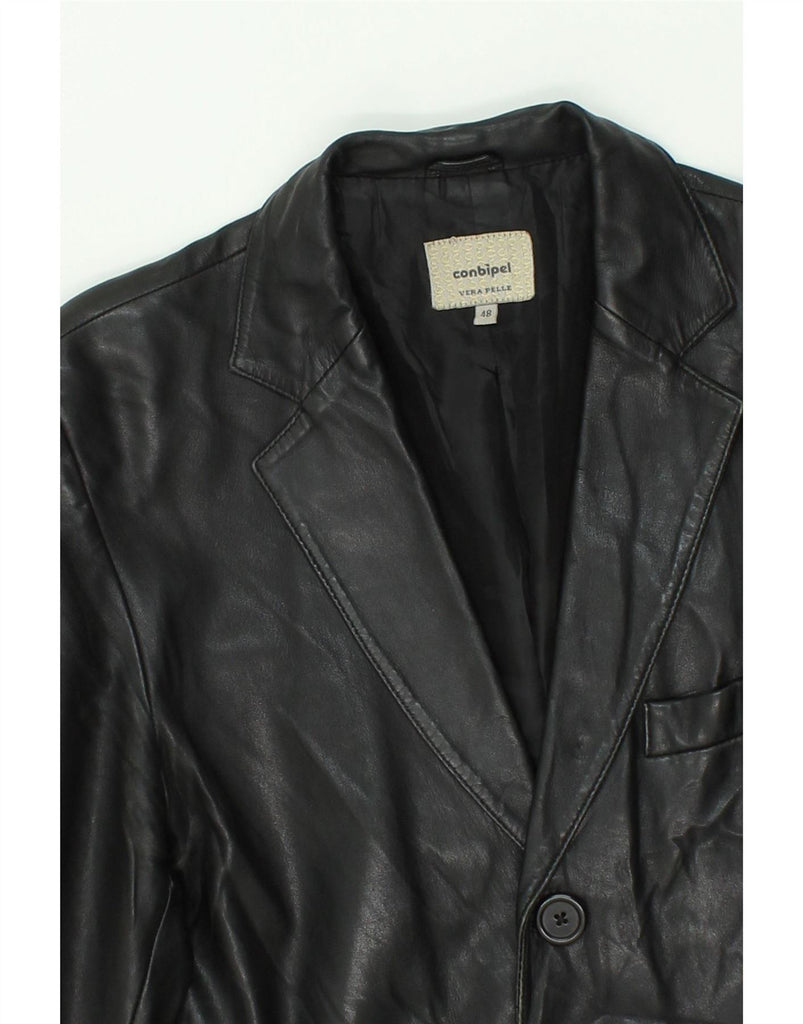 CONBIPEL Mens Leather Jacket IT 48 Medium Black Leather Vintage Conbipel and Second-Hand Conbipel from Messina Hembry 