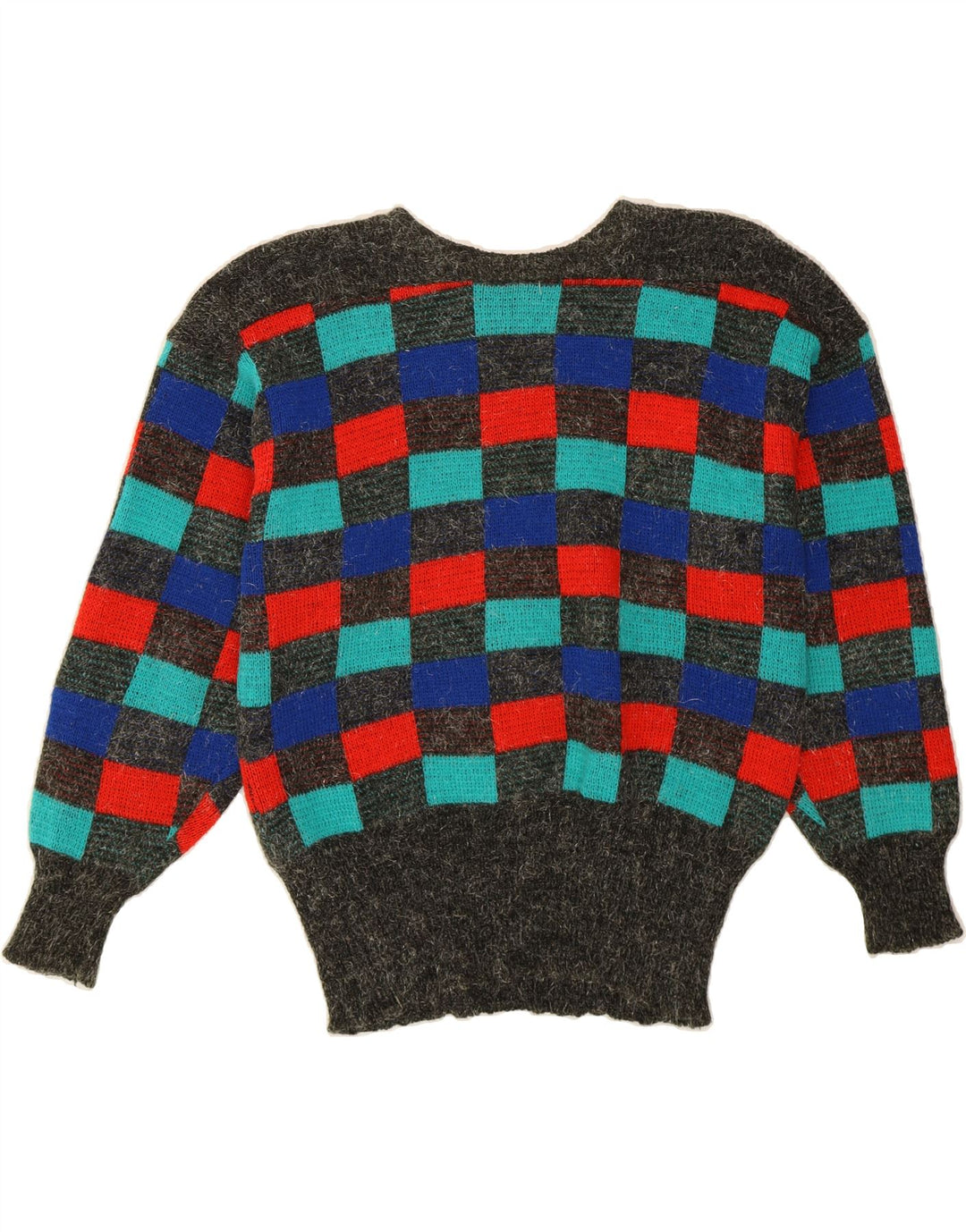 VINTAGE Womens Boat Neck Jumper Sweater UK 14 Medium Grey Geometric Vintage Vintage and Second-Hand Vintage from Messina Hembry 
