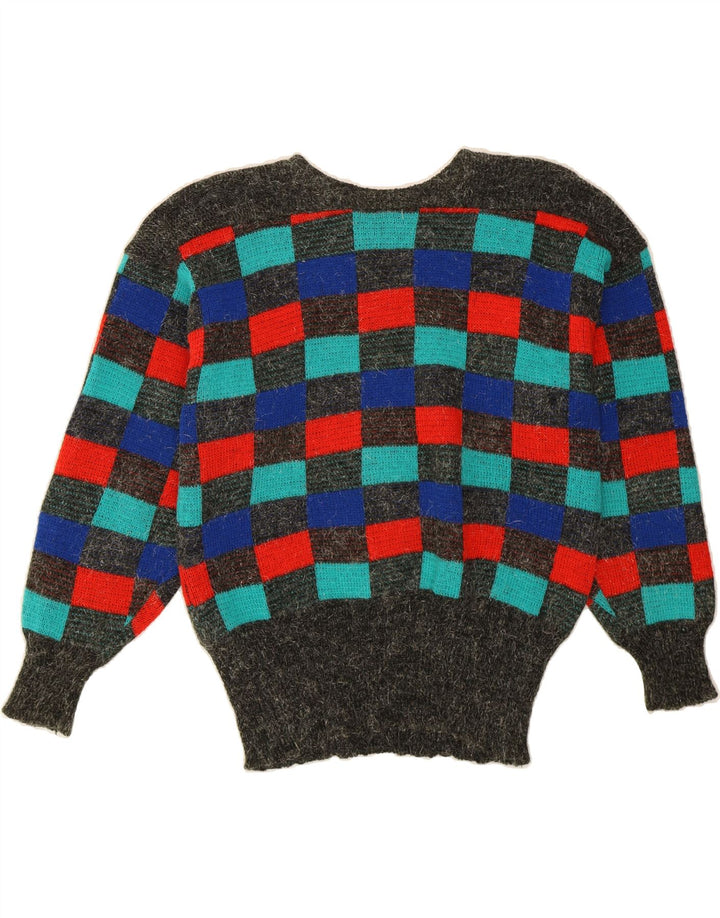 VINTAGE Womens Boat Neck Jumper Sweater UK 14 Medium Grey Geometric Vintage Vintage and Second-Hand Vintage from Messina Hembry 