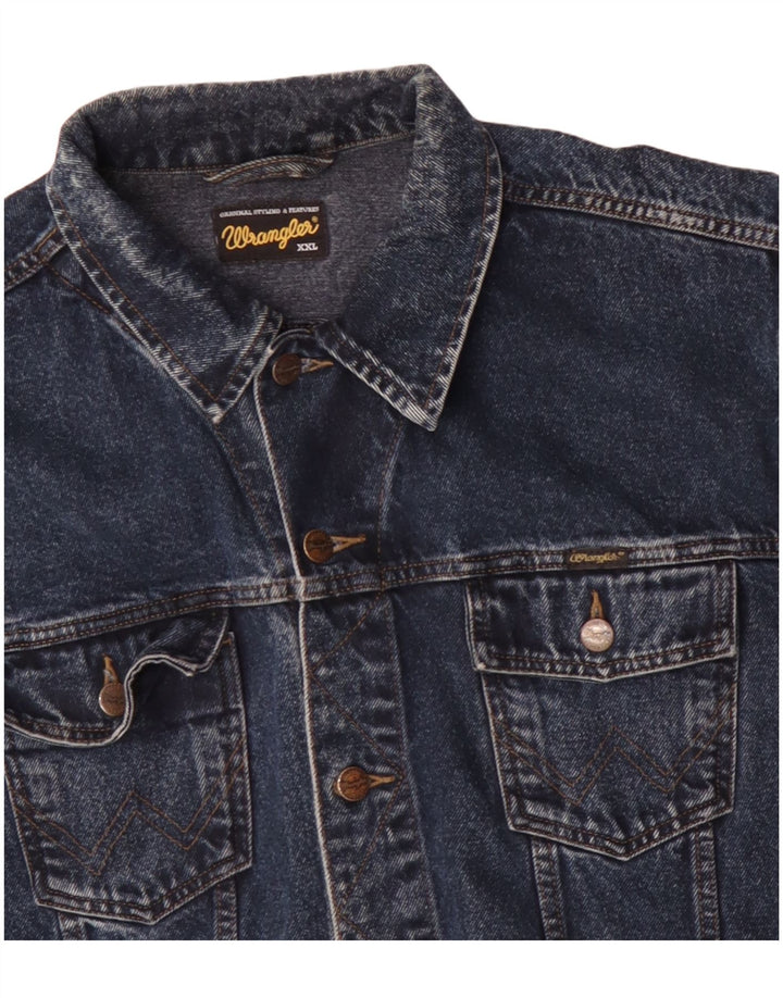 WRANGLER Mens Denim Jacket UK 44 2XL Blue Cotton