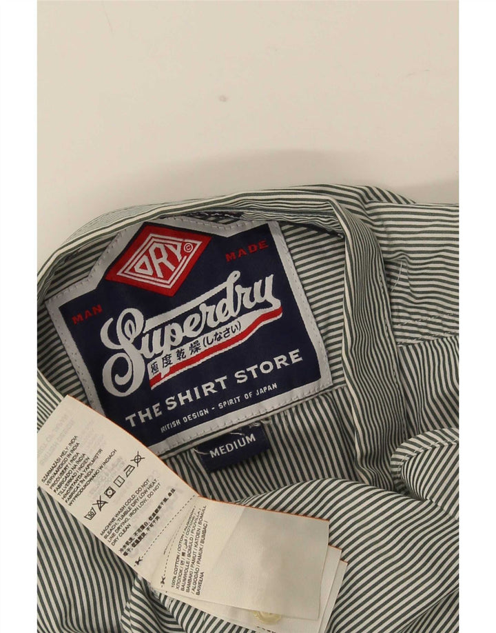 Superdry Mens Shirt Medium Grey Pinstripe Cotton