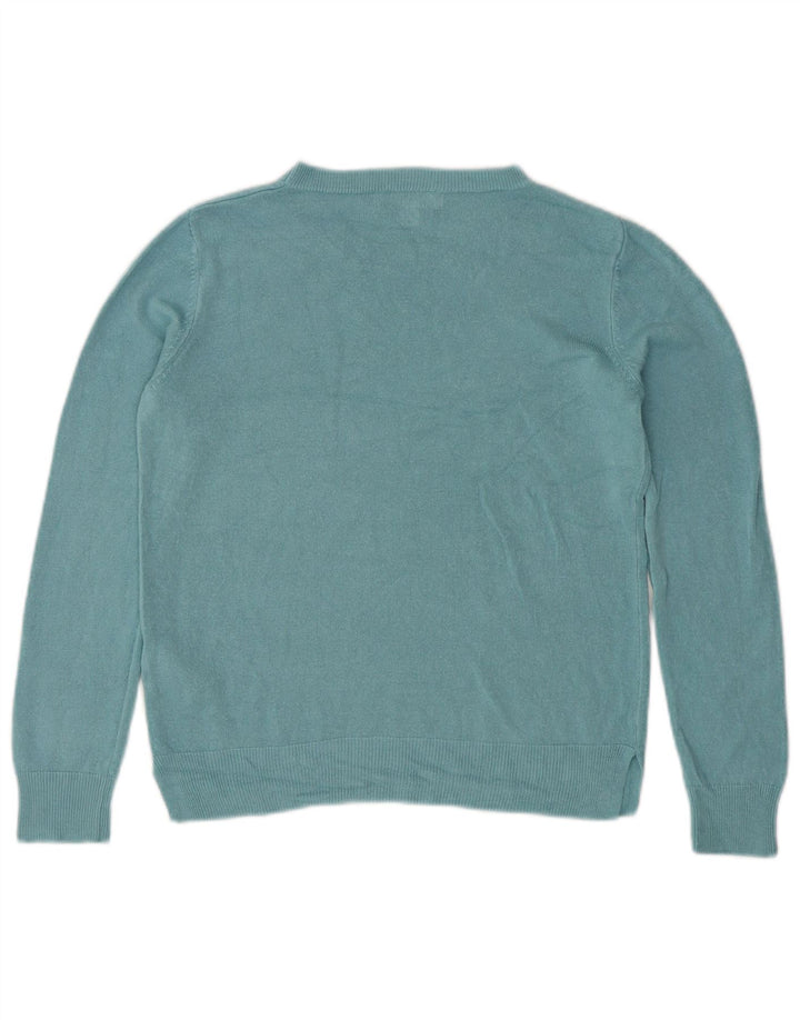 Marks & Spencer Womens Boat Neck Jumper Sweater UK 12 Medium Blue Acrylic