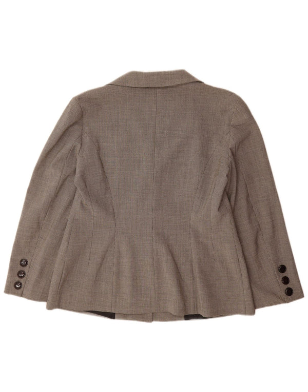 Zara Womens 4 Button Blazer Jacket EU 42 Large Grey Houndstooth Polyester