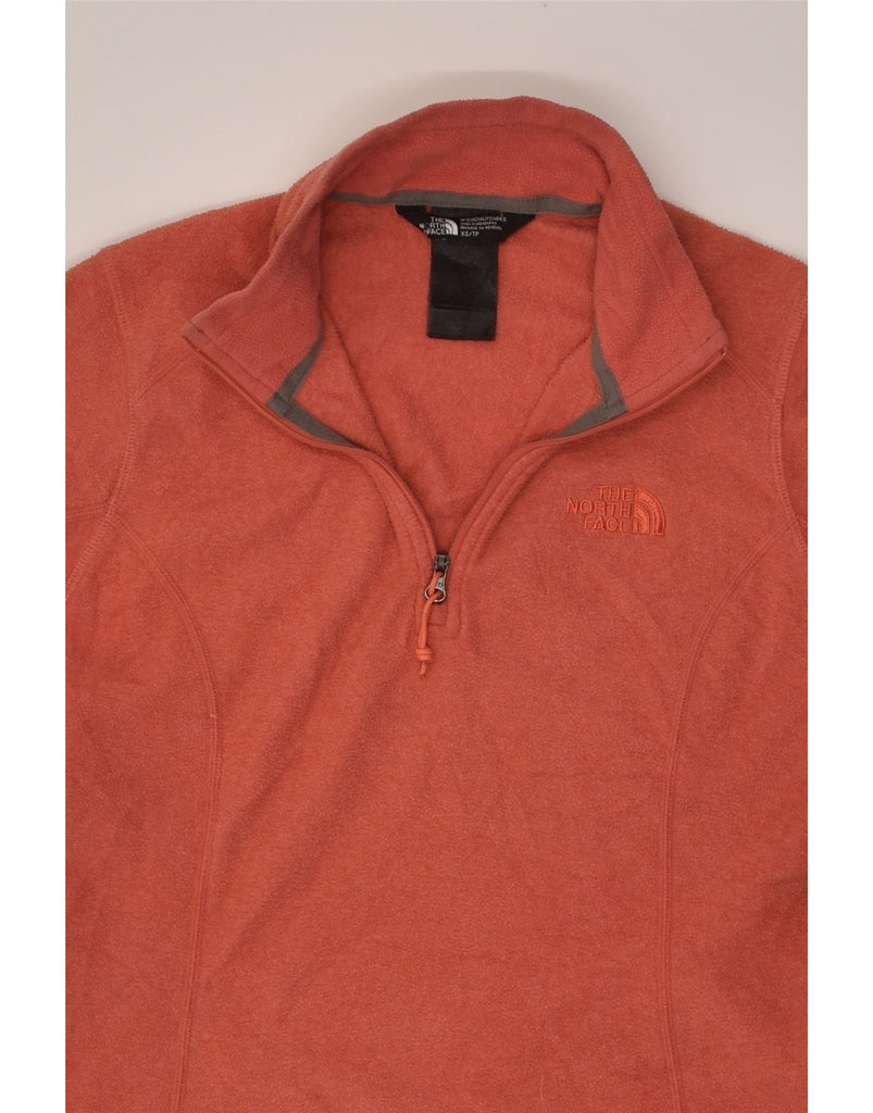 THE NORTH FACE Womens Zip Neck Fleece Jumper UK 6 XS Orange Polyester | Vintage The North Face | Thrift | Second-Hand The North Face | Used Clothing | Messina Hembry 