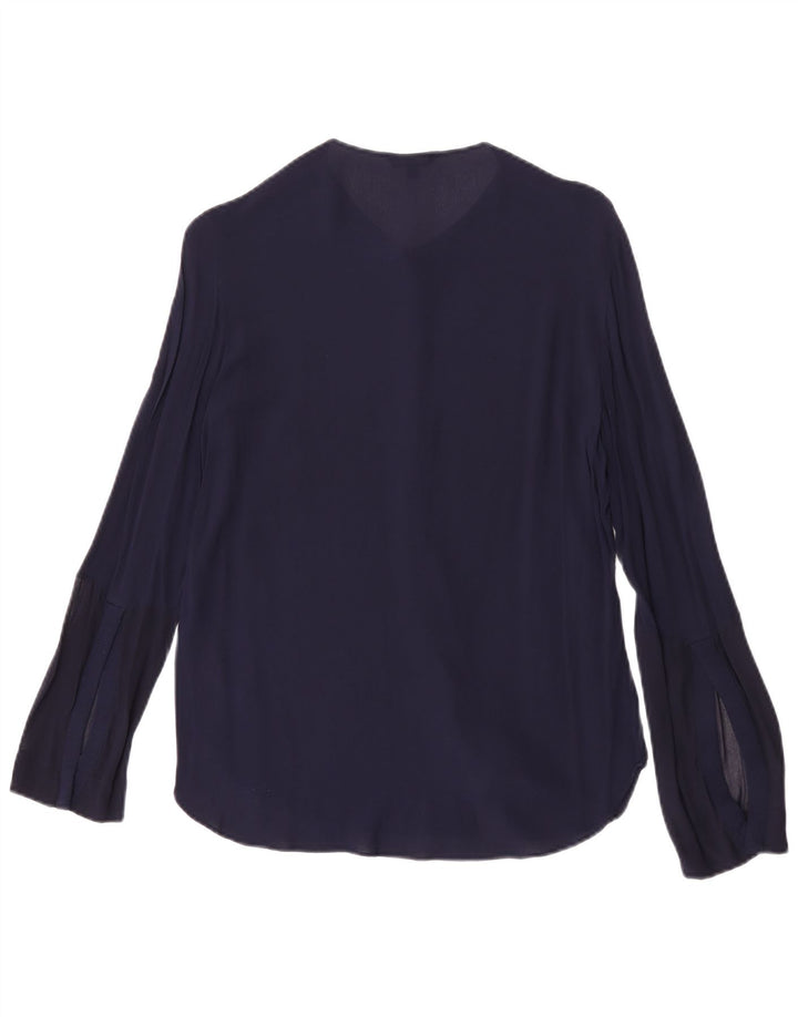 Massimo Dutti Womens Shirt Blouse EU 40 Medium Navy Blue Viscose