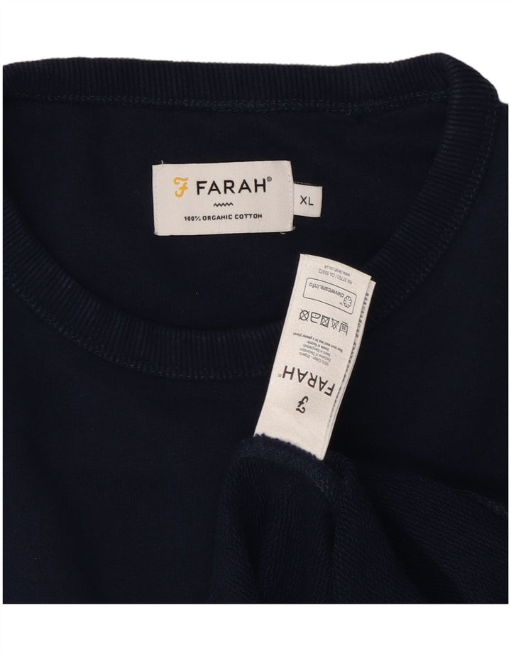 FARAH Mens Crew Neck Jumper Sweater XL Navy Blue Cotton