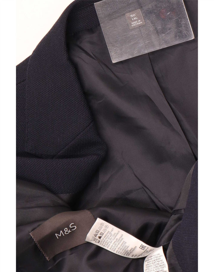 Marks & Spencer Mens Long 2 Button Blazer Jacket UK 50 3XL Navy Blue