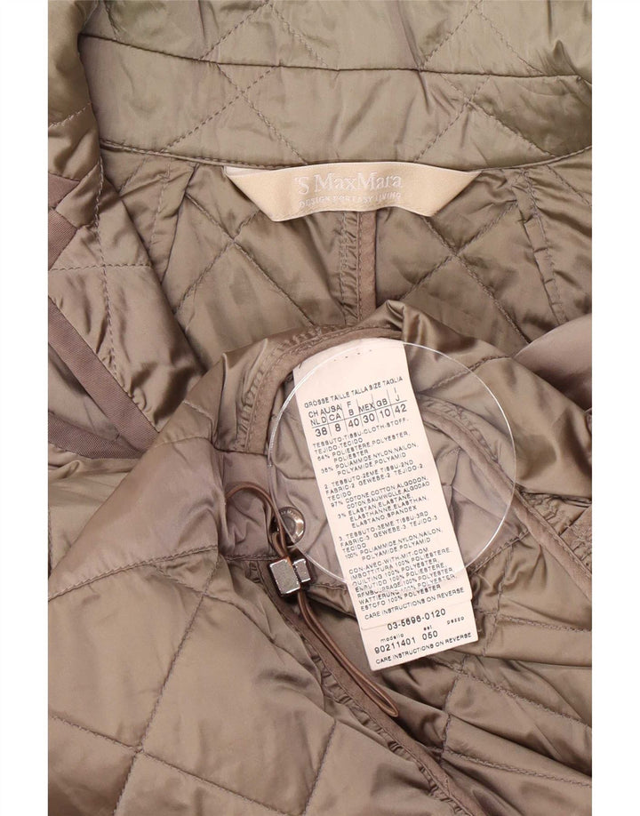 Max Mara Womens Quilted Jacket UK 10 Small Khaki Polyester
