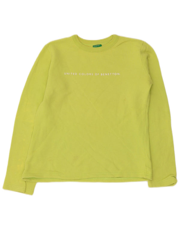 Benetton Girls Graphic Sweatshirt Jumper 11-12 Years XL Green Cotton