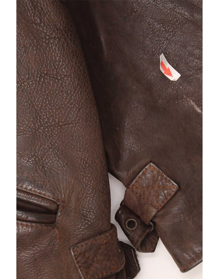 Vintage Mens Leather Jacket UK 36 Small Brown
